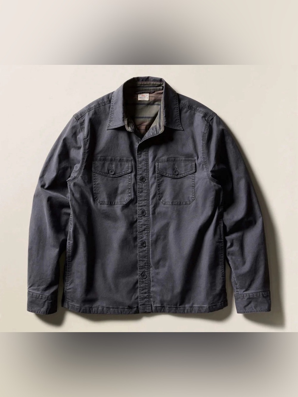Faherty Brand Lakeside CPO Stretch Lined Shirt Jacket Charcoal Men's Small S